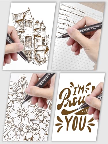 KEMYR 10 Sizes Brown Fineliner Micro Drawing Pens, Waterproof Pigment Ink | Archival Ink,AP Certified,With Case,0.05-1.0mm, for Illustration,Journaling,Sketching,Manga,Drawing,Artists And Beginners - color: Brown Micro Pens 10 SIZES,0.05-1.0mm, style: 10