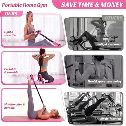 Pedal Resistance Bands with Handles, Upgrade Multi Function Pedal Training Band, 6-Tubes Natural Rubber Foot Pedal Resistance, Fitness Bands for Full Body, Abdomen, Waist, Arm, Leg - color: 핑크