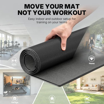 YOLEO Bike & Treadmill Mat, 78"x35" Non-Slip Exercise Bike Trainer Pad, Heavy Duty Floor & Carpet Protector Mat for Indoor Stationary Spin Bike, Rowing Machine, Elliptical & Gym Equipment - size: 78"L x 35"W x 0.3"Th