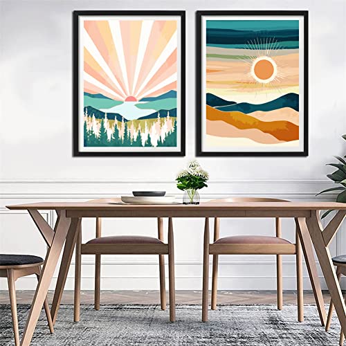 YANXIN Paint by Numbers Kit for Adults Beginners 2 Pack Rolled Paint by Numbers on Canvas for Creative Wall Art Home Decoration with Nice Gift Box 12x16 inch 5758 - color: YX8001-5758