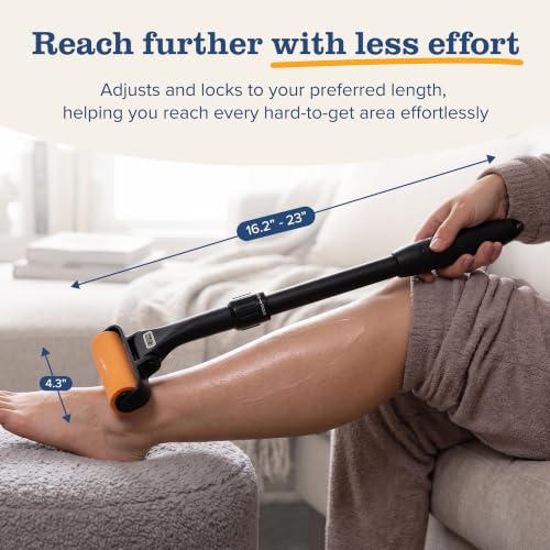 EZPIK Lotion Applicator for Back with 2 Replacement Foam Rollers, Extendable up to 23" - Curved Back Lotion Applicator for Elderly & Seniors with Limited Mobility, Body Cream & Sunscreen Applicator