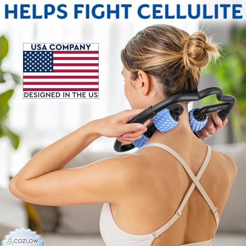 COZLOW Dual Sided Muscle Roller - Cellulite Massager for Arms and Legs - Flexible Massage Tool - Effective Sculpting Massage for Thighs, Butt - color: Blue/Black