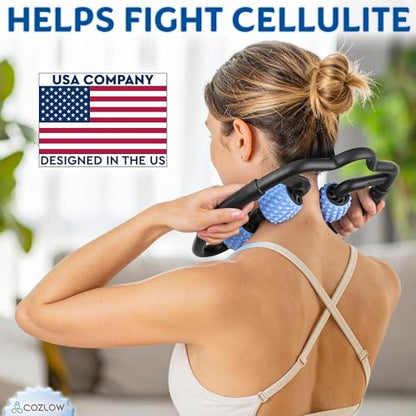 COZLOW Dual Sided Muscle Roller - Cellulite Massager for Arms and Legs - Flexible Massage Tool - Effective Sculpting Massage for Thighs, Butt - color: Blue/Black
