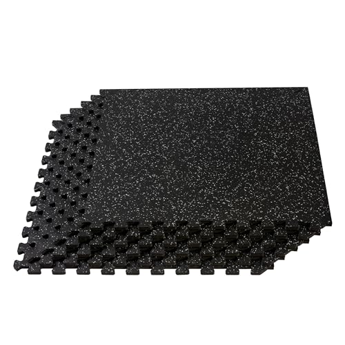 Velotas 3/8-Inch Thick Interlocking Foam Tiles with Rubber Top - Personal Fitness Mat, EVA Foam Puzzle Floor Tiles, for Home Gym Workouts - color: Light Gray Fleck, style: 48 Square Feet (12 Tiles)