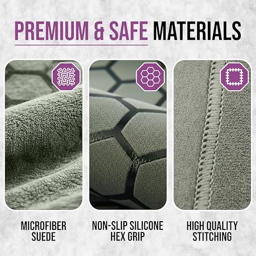 Clever Yoga Hot Yoga Mat Towel – Non-Slip Grip for Hot Yoga, Sweat Absorbent, Honeycomb Silicone Grip, Stays Flat – Ideal for Pilates, Travel, Washable & Lightweight - Olive - color: Olive