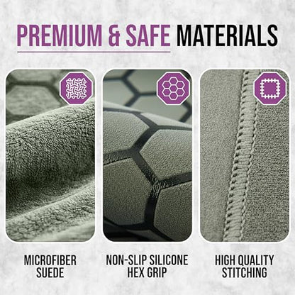 Clever Yoga Hot Yoga Mat Towel – Non-Slip Grip for Hot Yoga, Sweat Absorbent, Honeycomb Silicone Grip, Stays Flat – Ideal for Pilates, Travel, Washable & Lightweight - Olive - color: Olive