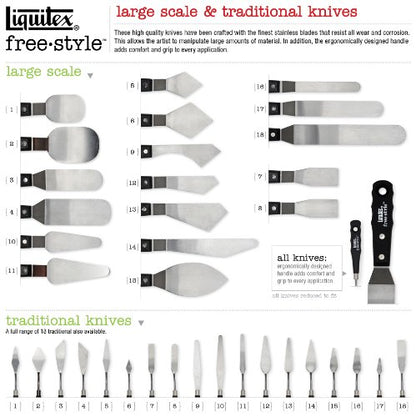 Liquitex Professional Freestyle Small Painting Knife, No. 7 | Rustproof Stainless Steel Knife Blade, Non-Slip Ergonomic Handle for Grip, Riveted Handle for Durability - size: Small, style: No. 7