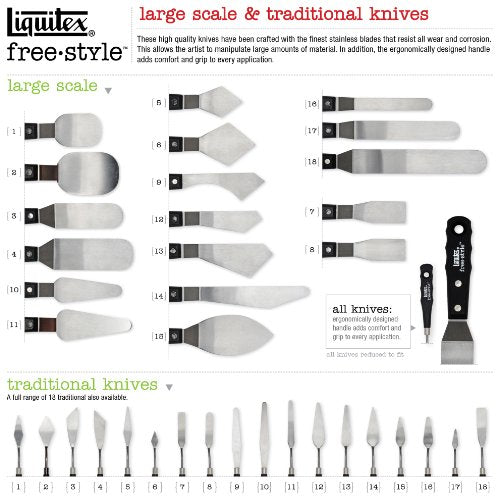 Liquitex Professional Freestyle Small Painting Knife, No. 9 | Rustproof Stainless Steel Knife Blade, Non-Slip Ergonomic Handle for Grip, Riveted Handle for Durability - size: Small, style: No. 9