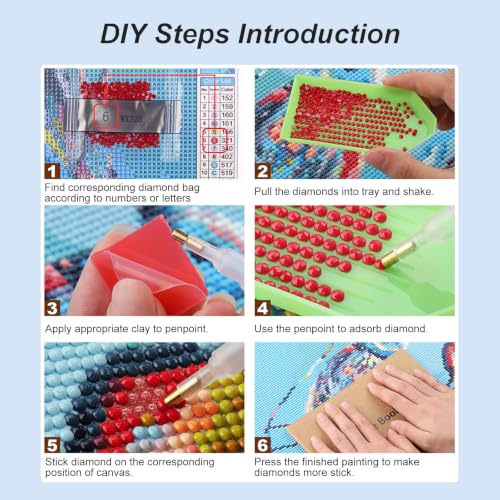 FHBUBPUP Wolf Diamond Art Kits for Adults, Diamond Painting Kits for Beginners - DIY Full Drill Round Dot Gem Art, Craft Gift Suitable for Home Wall Decoration 12×12Inch
