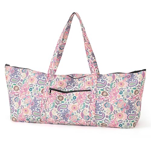 Boulder Bee | Yoga Mat Bag | Large Yoga Mat Carrier with Wet Pocket | Yoga Gifts | Gym Tote Bag for Women - color: Tote-Pink