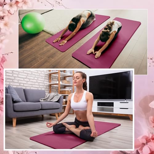 Timgle 6 Pcs 10mm Thick Yoga Mat Bulk 68 x 24 Inches Anti-slip Tear-resistant Exercise Mat Adult Gym Mats for Fitness, Stretching, Workout and Studio, Outdoor Yoga, Pilates - color: Purple