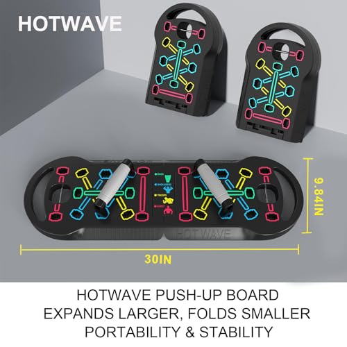 HOTWAVE Push Up Board, Portable PushUp Board, Foldable 20 in 1 Push Up Bar - color: Black