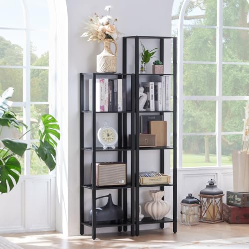 YUFAM 6 Tier Tall Skinny Bookshelf, Narrow Bookcase, Wooden Shelf, Black - color: Black, size: 6-Tier