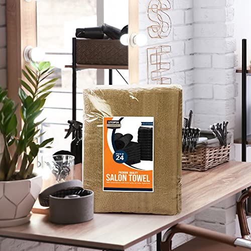 Utopia Towels Bleach Proof Salon Towels, Pack of 24, 16x27 in, Camel - color: Camel, size: 24 Pack