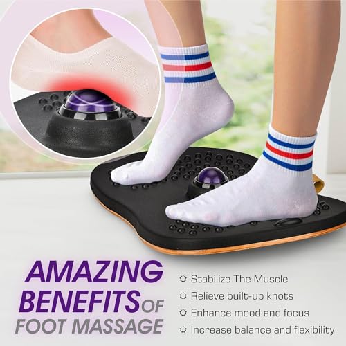Yes4All Wobble Balance Board for Standing Desk/Anti-Fatigue Office Foam Pad - Standing Desk Mats, Rocker Board, Office Accessories, Wobble Board With Massage Ball - style: Upgraded Ver - Massage Roller Ball
