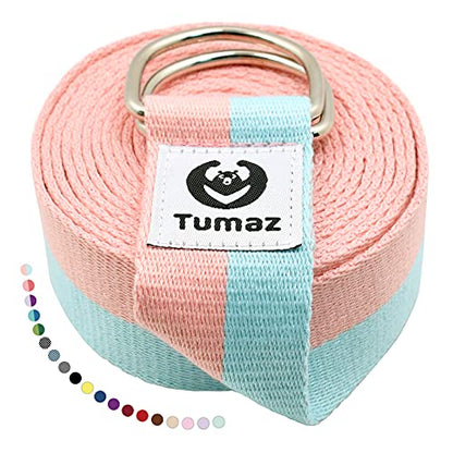 Tumaz Yoga Strap for Stretching with Adjustable D-Ring, 6/8/10 ft - color: 01. Candy, size: 6 Feet
