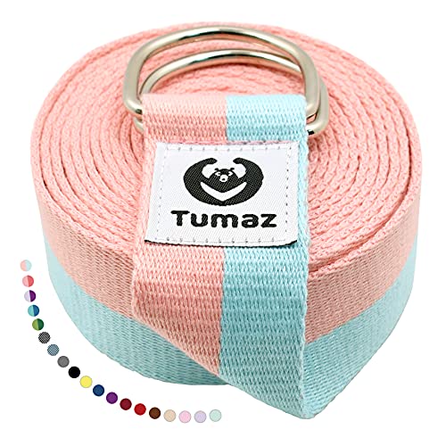 Tumaz Yoga Strap for Stretching with Adjustable D-Ring, 6/8/10 ft - color: 01. Candy, size: 6 Feet