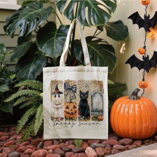 Canvas Bag for Women Grocery Shopping Travel Gym Weekender Vacation Womens Work Tote Bag Gifts - color: Spooky Season