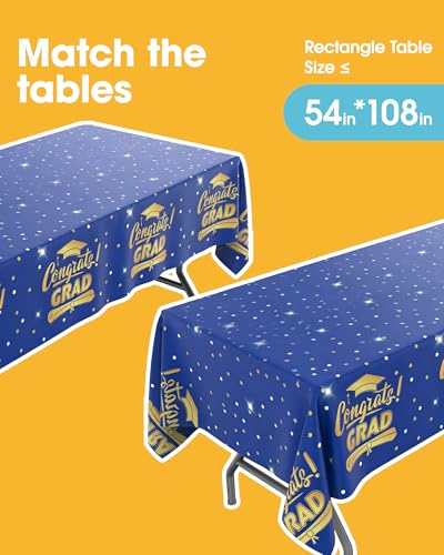 Niuara Blue Graduation Plastic Table Cloth Disposable, 4 Pack, 54 x 108 in | Rectangle, 6 ft Tables, Class of 2026, Graduation Party Supplies - color: Graduation Blue, size: 54" x 108" - 4 Packs