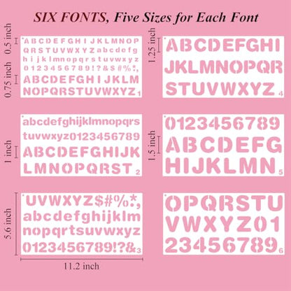 Small Letter Stencils for Painting - 36 Pack Alphabet Letter and Number Templates 0.5, 0.75, 1, 1.25, 1.5 Inch, Reusable Alphabet Stencils for Wood Crafts, Cakes Cookies & Wall Decor - style: Classic