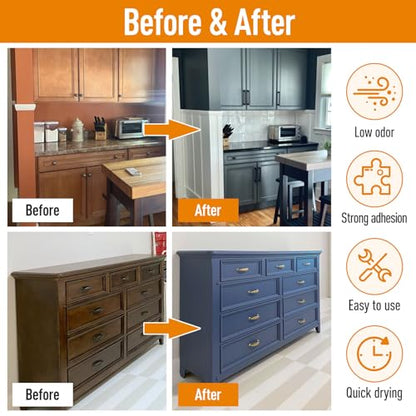 DWIL Acrylic Wood Paint for Furniture - Semi-Gloss Paint Suitable for Wood Surface Renovation, Water-Based All match Paint, Non-Toxic & Odorless, Eco-Friendly & Healthy (32OZ, White) - color: White