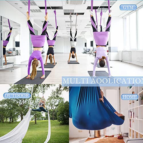 Aerial Silks Yoga Swing Set, Fitness Aerial Yoga Kit | Anti-Gravity Flight Aerial Yoga Hammock Kit; Low/Non Stretch Nylon Tricot Fabric; For Fitness & Dance; Hardware Included - color: Emerald Green