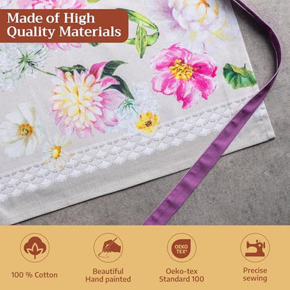 Maison d' Hermine Aprons for women with Pocket 100% Cotton (27.50"x31.50") | Adjustable Neck Strap & long ties Apron Men Chef Wedding Cooking Gardening Server Maid - color: 052 - Pivoine