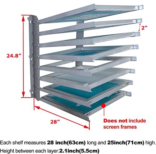 INTBUYING Screen Printing Frame Rack Shelf Storage Holder Screen Printing Squeegee Rack Screen Drying (8 Layer)