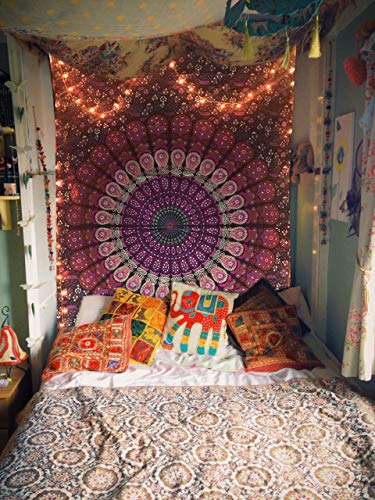 raajsee Purple Tapestry- Best Mandala Wall Hanging- Bedding Tapestry For Bedroom Aesthetic-Size TWIN 140 X 210 CMS - color: Purple, size: 82"L x 52"W