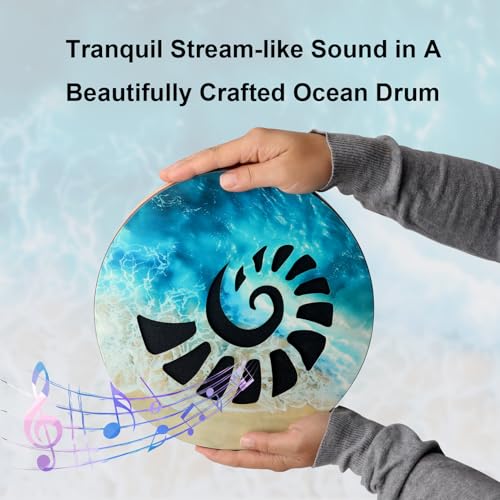 10 Inch Wooden Ocean Wave Drum, Natural Wood Stream Rain Drum, Waterfall Flowing Water Sound Percussion Instrument for Sound Healing, Yoga Meditation, Relaxation, Sound Therapy and Music Performance