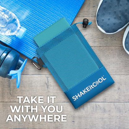 SHAKEitCOOL Extended Size Cooling Towel – Be Cool in Style - Heat Relief, Soft, Lightweight, Sun Protection, Easy Clean - Perfect for Biking, Hiking, Running, Yoga, Golf, Gardening - Teal M - color: Teal