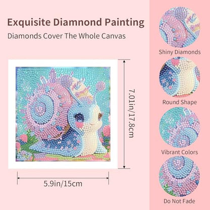 FlyingMage 5D Diamond Art Kits for Adults,Kawaii DIY Painting Art for Women, 4 Pack Cute Diamond Arts and Crafts Sets,Diamond Art Mosaic Kits,Big Gem Full Drill Diamond Dots, Fox Cat Rabbit Snail - color: Pink&Blue Fox+Cat+Rabbit+Snail
