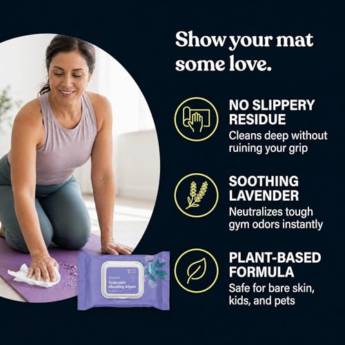 ASUTRA Yoga Mat Cleaning Wipes (Lovely Lavender), 1 (1 Pouch = 30 Wipes) - size: 1 Pouch (30 Wipes)