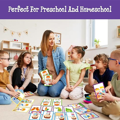 4-Scene Sequencing Cards, 72 Sequence Card Game for Preschool, Kids Learning Order and Logic, Speech Therapy Materials for Autism, Early Learning Activity-Storytelling, Social Skills,Sentence Building - style: 4-Scene