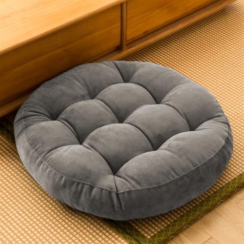 SK Studio Meditation Floor Pillow Large Round Seat Cushion for Adults | 22x22 Inch Tufted Corduroy Floor Cushion for Classroom Living Room Yoga, Grey - color: Grey, size: 22"W x 22"L (Pack of 1)
