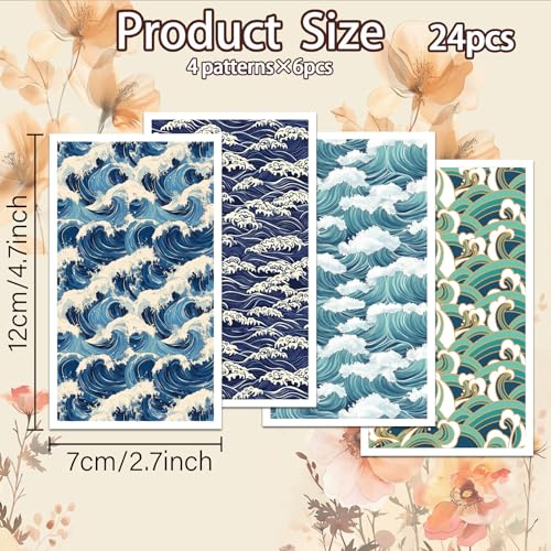 OLYCRAFT Ocean Pattern Clay Transfer Paper 4 Design 24 Pcs Transfer Paper for Polymer Waves Polymer Clay Transfer Sheets Summer Theme Small Transfer Paper for Clay Earrings Jewelry Making - style: Ocean