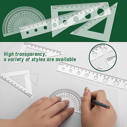 18 Pcs Geometric Drawings Templates, Drawing Stencils, Drawings Tools | Stencils for Drawing, Drafting Stencil with a Storage Bag for Architecture, Studying, Office, Designing