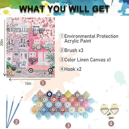 Paint by Numbers Kit for Adults,Cityscape DIY Paint by Number 16x20 In | Paint by Number for Beginner,Adult Paint by Number,HD Color Canvas,DIY Tool Kits,Stress Relief Craft,Great Gift,Without Frame - color: MT6132