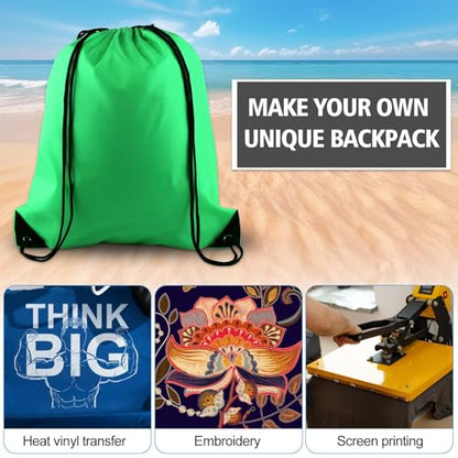 KUUQA 12 Pcs Drawstring Backpack Bags, Dark Green - color: Dark Green