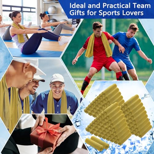 Hosuly 150 Pack Cooling Towels Bulk 40 x 12 Inch Large Chilly Breathable Sweat Sports Cold Towels Sublimation Microfiber Ice Neck Rag for Hot Weather Workout Gym Team Gift (Yellow) - color: Yellow