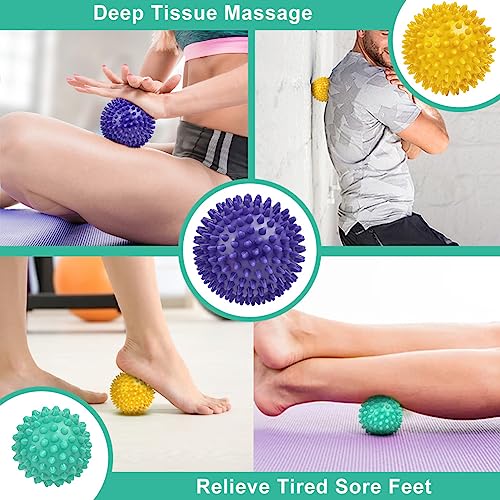 URAQT Spiky Massage Ball, 3 Pack Hard Spiky Massage Ball Roller Set, Professional Physical Therapy Massage Balls for Myofascial Release, Trigger Point Deep Tissue Massage, Plantar Fasciitis Recovery - color: 3pcs-a