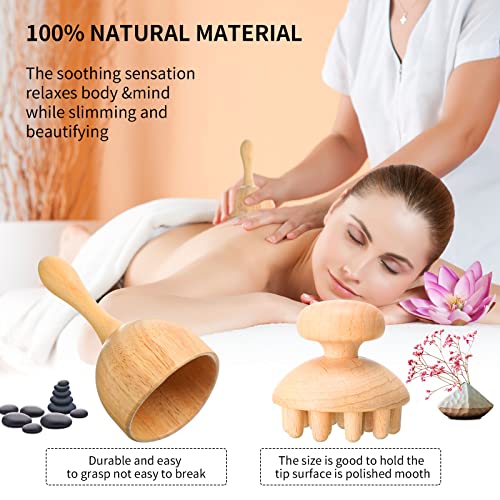 Chumia 10 Pieces Wood Massage Tools Wooden Maderoterapia Kit Therapy Tools Massage Roller Lymphatic Drainage Health Care for Neck Leg Back Arm Body Muscle Pain Relief
