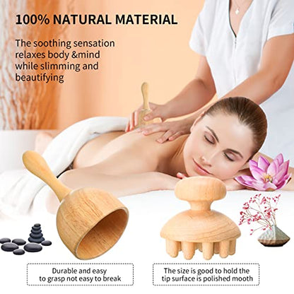 Chumia 10 Pieces Wood Massage Tools Wooden Maderoterapia Kit Therapy Tools Massage Roller Lymphatic Drainage Health Care for Neck Leg Back Arm Body Muscle Pain Relief