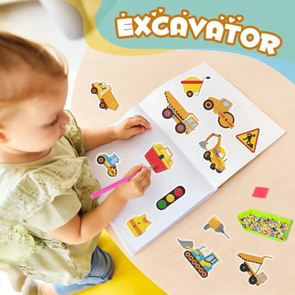 Labeol Diamond Art Kits for Kids Boys and Girls Ages 6-8-10-12 Easy to DIY Creative Diamond Art Sticker Craft by Numbers Kits for Kids and Adult Beginners (Engineering Vehicles) - style: Engineering Vehicles