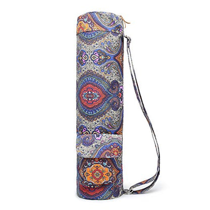 Yoga Mat Bag for Women & Men, Full-Zip Canvas Pilates Bag with Pockets | Lightweight Yoga Mat Carrier with Adjustable Shoulder Strap, Fits 1/4 & 1/3 Inch Thick Mats, for Studio Gym Travel Workout - color: Celestial