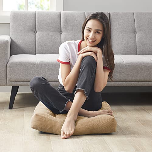 Meditation Floor Pillow, Square Large Pillows Seating for Adults, Tufted Corduroy Floor Cushion for Living Room Tatami, Coffee Brown 22x22 Inch, 1 Count (Pack of 1) | Reading nook & office use, Tatami seating, Breathable corduroy cover, 3.5 in thick, Shre
