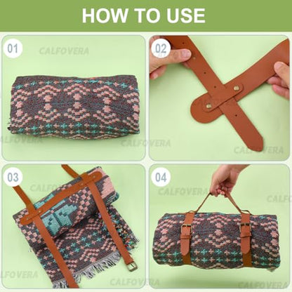 PU Leather Picnic Blanket Carry Strap Portable Leather Handle Belt Rug Carrier Brown Outdoor Motorcycle Bedroll Adjustable Yoga Mat Strap Holder for Carpet Home Camping Travel Beaches - style: Style 1