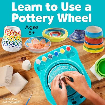 Faber-Castell Pottery Studio: Create Your Own Pottery Designs with Kid-Friendly Pottery Wheel, Air-Dry Clay, Paints, Sculpting Tools & Step-by-Step Instructions for Kids (Ages 8+) - size: Starter Pottery Wheel