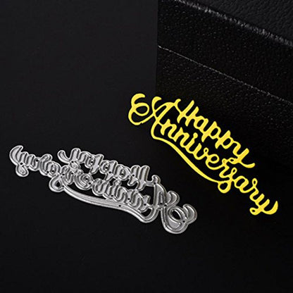 Letter Thank You Mr&Mrs Best Wishes Happy Anniversary Heart Metal Cutting Dies Stencil DIY Scrapbooking Embossing Tool DIY Paper Cards Album Decoration (Happy Anniversary) - style: Happy Anniversary