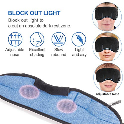 Voerou Sleep Headphones 5.2 Bluetooth Sleep Mask with Music and Ultra Thin Speakers Perfect for Sleeping, Air Travel,Meditation and Relaxation，Unique Gifts for Men Women - Black - color: Black Sleep Mask